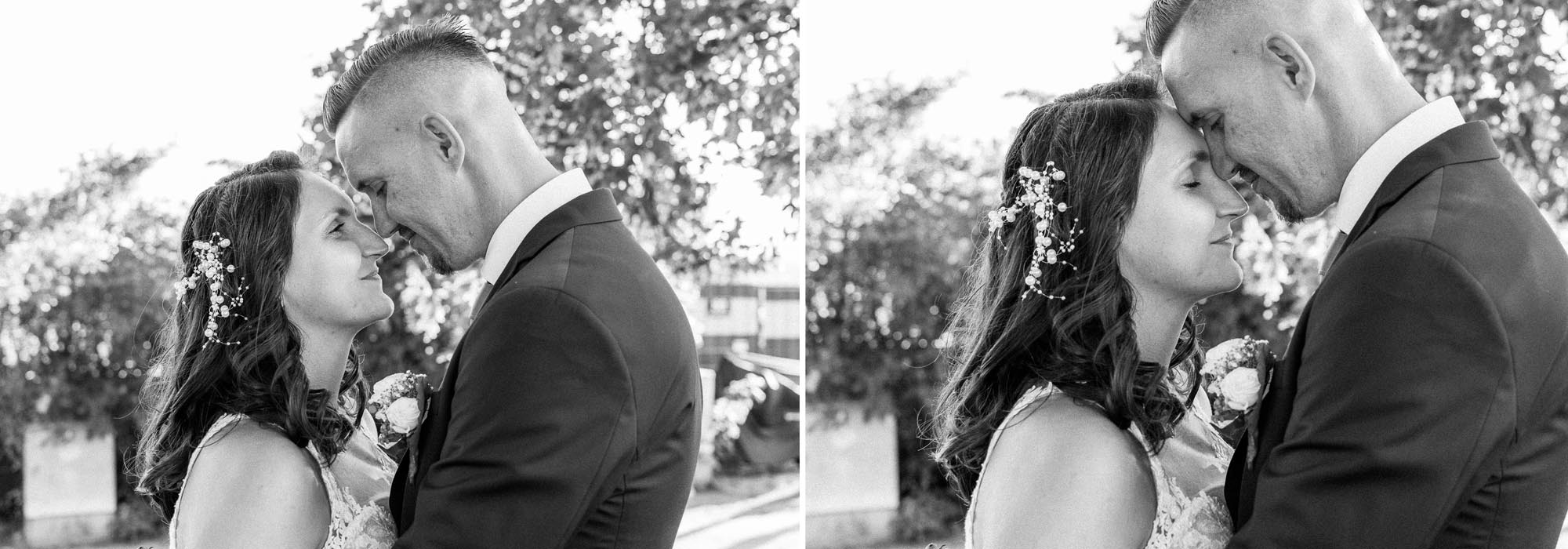 Hochzeitsfotos_Hochzeitsreportage in Wien_Brautpaarshooting_Collage vom Brautpaar ganz nah beieinander